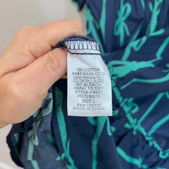 Umgee Ribbon Print Puff Sleeve Velvet Trim Boho Mini Dress Casual Holiday L - Picture 8 of 11